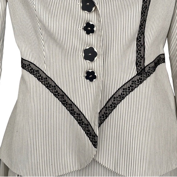 CARA LOTTI vintage jacket and skirt - black and cream, size S, VGC - Picture 3 of 16